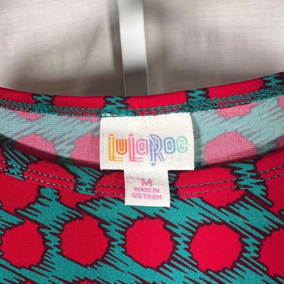 LuLaRoe IRMA Polka Dots Hot Pink Turquoise Blue Hi-Low Tunic Top Shirt MEDIUM M - Picture 2 of 6